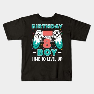 8th Birthday Boy Gamer Funny B-day Gift For Boys kids toddlers Kids T-Shirt